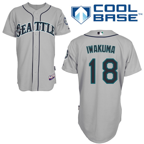 Hisashi Iwakuma #18 MLB Jersey-Seattle Mariners Men's Authentic Road Gray Cool Base Baseball Jersey
